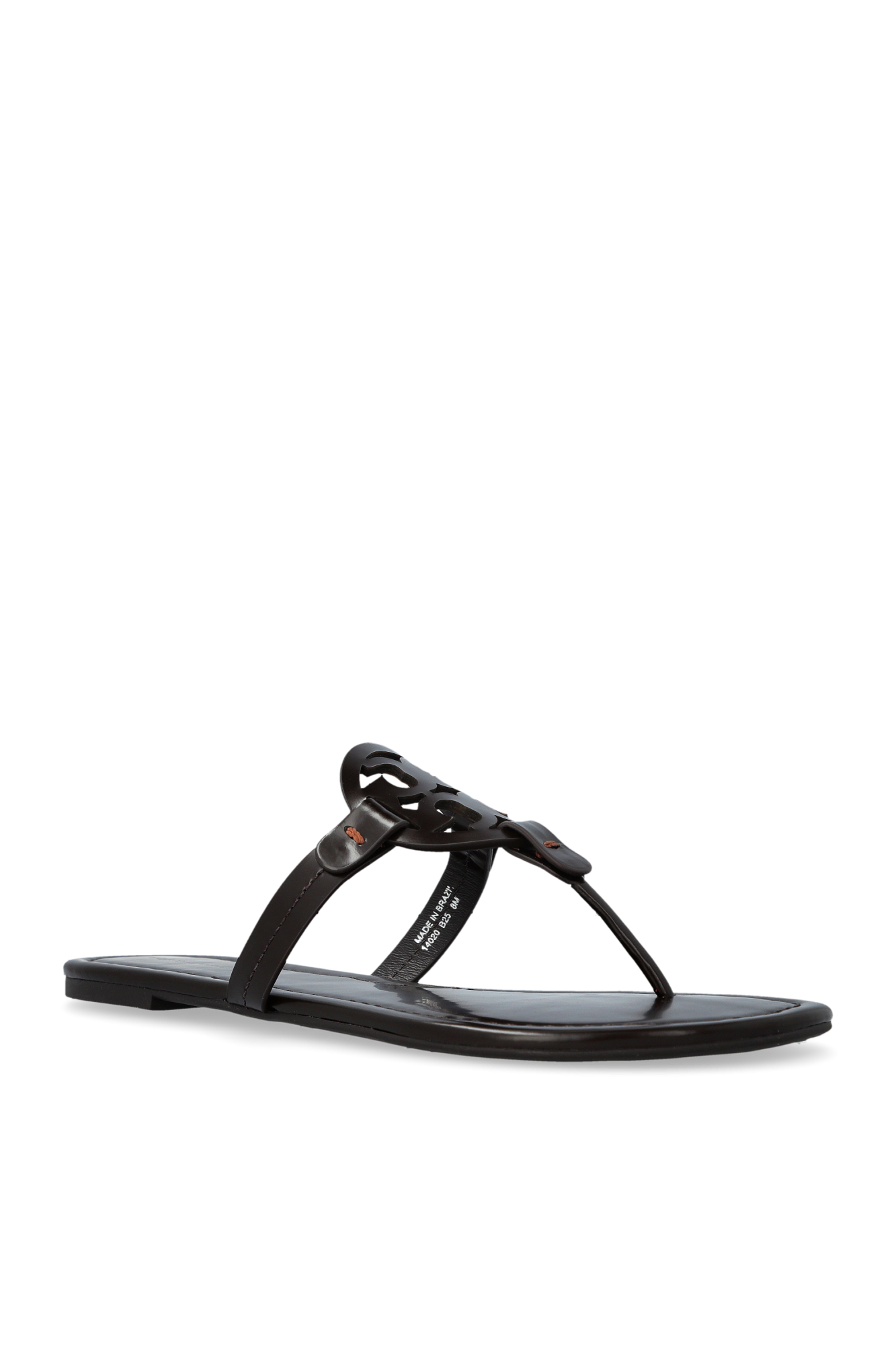 サンダル・ミュール Tory Burch Black Leather Slippers NWOT TORY BURCH MILLER SANDAL FLIP FLOP BLACK LEATHER SIZE